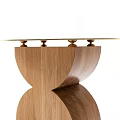 Stylish Wooden Side Table With Unique Curved Base And Round Top 3d model