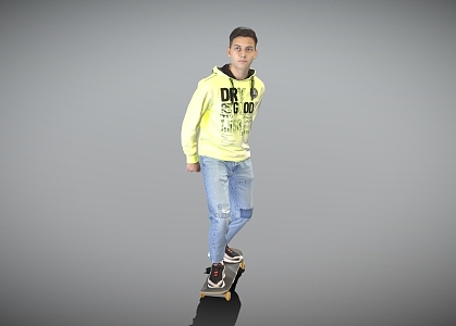 Young skateboard boy fashion trend boy sunshine boy 3d model