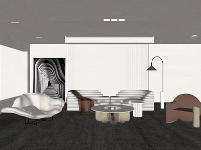 Modern Living Room Interior With Sofa And Coffee Table Set Accent Chair And Floor Lamp 3d model