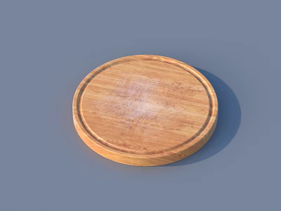 Durable Wooden Round Chopping Board Practical Kitchen Tool With Cutting Marks 3d model