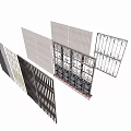 Modern Folding Doors With Various Panel Designs And Metal Grille Structures 3d model