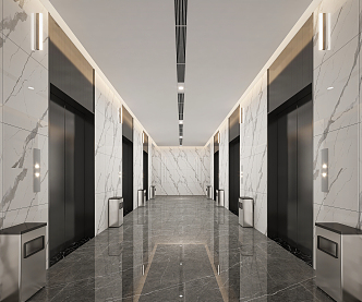 modern elevator hall 3d model