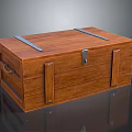 Sturdy Brown Wooden Trunk With Metal Straps And Lock For Storage