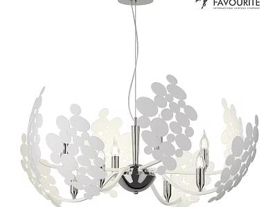 Elegant Modern Chandelier with White Circular Decorations and Metal Frame Design 3d model