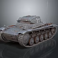 Vintage Military Tank with Metal Tracks and Number 27 on Dark Reflective Surface