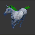 White Horse Running on Dark Background with Dynamic Posture and Detailed Fur