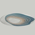 Round Rug With Geometric Circular Patterns In Blue Beige And White Tones 3d model