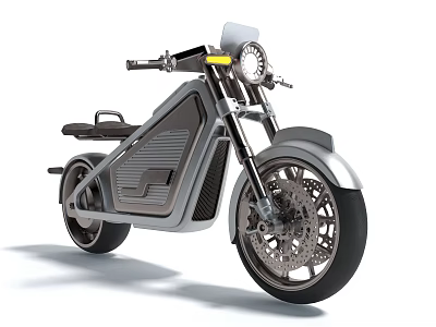 Electric Three Wheel Motorcycle With Modern Sleek Design Silver Body Black Seat And Round Headlight 3d model