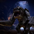 Game Movie Monster Character With Open Mouth Long Arms In Dark Cave Environment