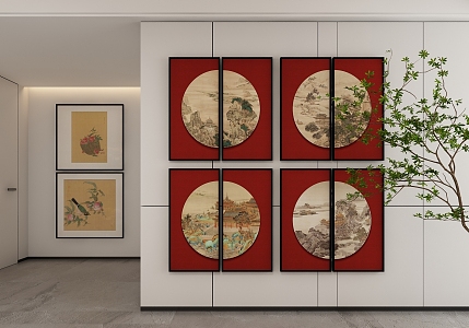 New Chinese Style Decorative Hanging Painting 3d model