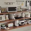 Organized Kitchen Shelves Displaying Microwave Coffee Maker Blender Toaster And Other Appliances