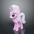 Pink Unicorn Pony Toy With White Mane Tail And Blue Mark On Dark Background