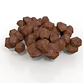Heap Of Irregularly Shaped Brown Textured Food Chunks On White Surface