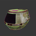 Metallic Spherical Object With 05 Marking Red And Silver Stripes