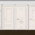 White Hinged Doors with Various Carvings and Designs in Modern Interior with Wooden Floor