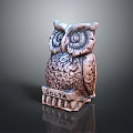 Bronze Colored Owl Sculpture With Detailed Feather Design Shiny Surface And SOLTA Inscribed Base