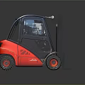 Red Industrial Forklift With Enclosed Cabin And Black Tires Design Machinery