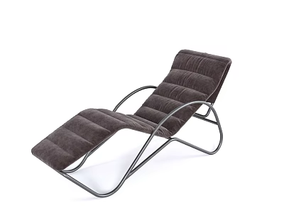 Modern Comfortable Dark Brown Padded Lounge Chair With Curved Metal Frame Design 3d model