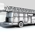 Red Fire Truck As Functional Vehicle With Extended Ladder And Emergency Equipment