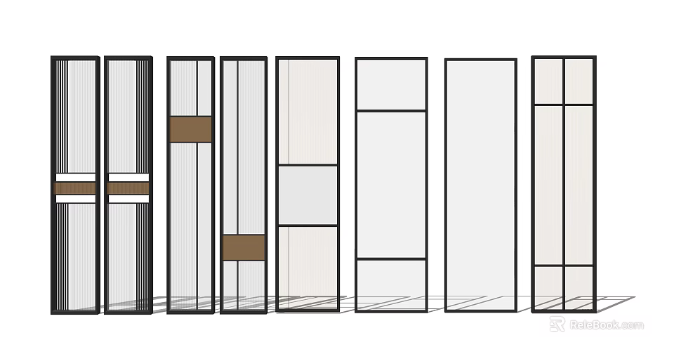 Modern Minimalist Room Divider Designs With Geometric Panels And Glass Elements 3d model