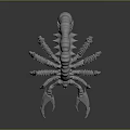 Reptile Scorpion White 3D Model Display with Gray Background and Detailed Design