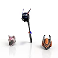 Sci Fi Character And Creature Helmets With Long Weapon Game Gear Collection