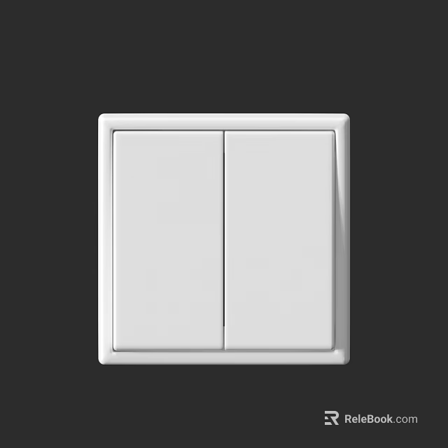 White Double Gang Switch Panel With Sleek Modern Design For Home Interior 3d model 