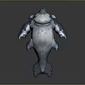 Aquatic Animal With Blue And White Color Round Body Shape And Fins Details