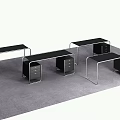 Modern Office Desks With Black Top Metal Frame And Drawer Storage