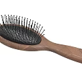 Wooden Handle Hair Comb With Dense Black Bristles And Ergonomic Design