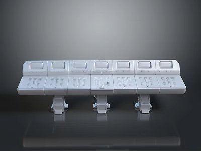 Silver Electronic Device With Multiple Modules And Display Panels On Support Stands 3d model
