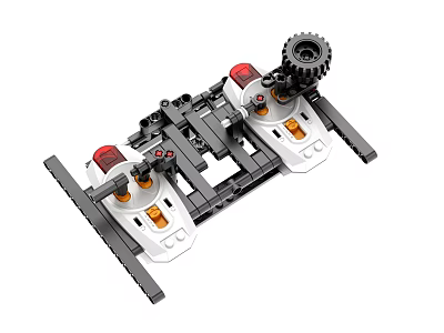 Smart TV With Mechanical Gear Structure Red Indicator Lights White Black Base 3d model