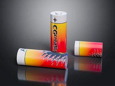 GIGABATTERY Batteries as Daily Use Appliances with Colorful Gradient Yellow Red Orange Design 3d model