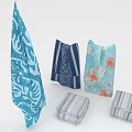 Colorful Towels with Various Patterns including Hanging and Folded Designs Blue Light Blue and Gray