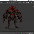 Mythical Fantasy Game And Movie Character With Armored Body Red Glowing Core Horns And Claws