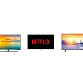 Various Television Screens Displaying Different Content Including Netflix UHD And Scenery 3d model