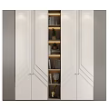 Modern White Wardrobe Interior Featuring Shelves Decorative Items And Lighting 3d model