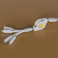White Retractable Multi Port Phone Cable With Smiley Face Design For Universal Devices 3d model