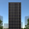Modern High Rise Residential Building With Windows Balconies Dark And Light Exterior Under Blue Sky