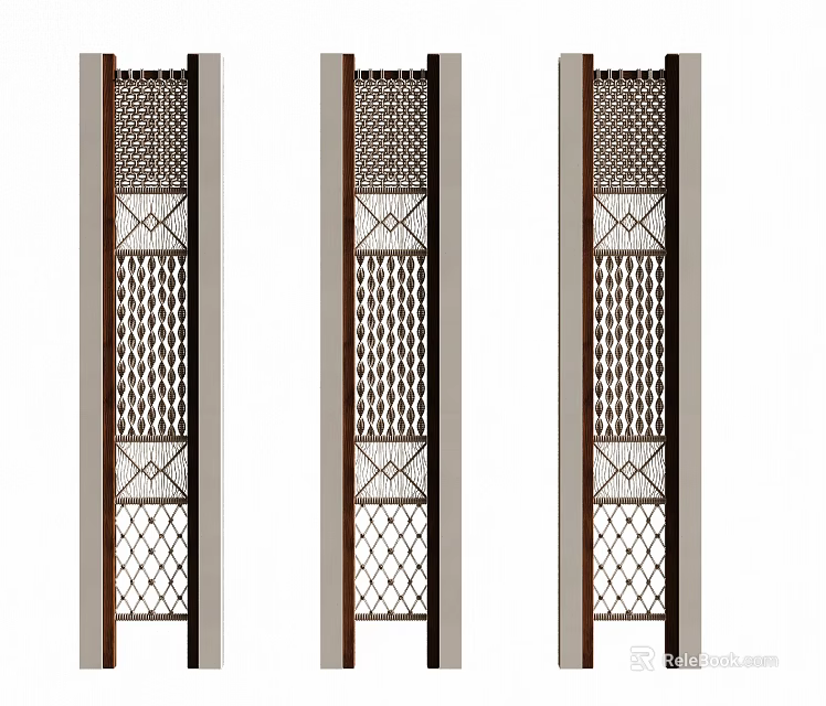 Modern Decorative Room Dividers With Intricate Patterned Panels And Frames 3d model