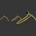 Three Golden Snakes With Curved Shiny Bodies On White Background
