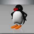 Cartoon Penguin Character With Red Beak And Orange Feet Standing Pose