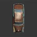 Vintage Rusty Teal Classic Car With Weathered Exterior And Brown Rust Spots