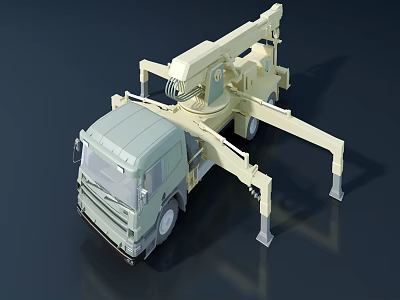 Versatile Utility Truck With Extended Mechanical Arm And Adjustable Support Legs For Construction Tasks 3d model