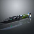 Modern Tactical Dagger With Green Coiled Handle Black Sharp Blade Ring Pommel And Metallic Finish