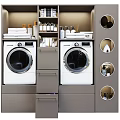 Modern Bathroom Cabinet Rack With Washing Machine Compartment Drawers And Toiletries Storage