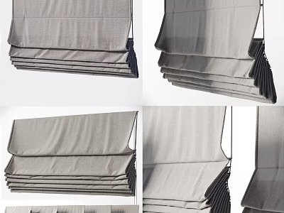 Stylish Roman Blinds With Modern Folded Fabric Design For Home Window Decor 3d model