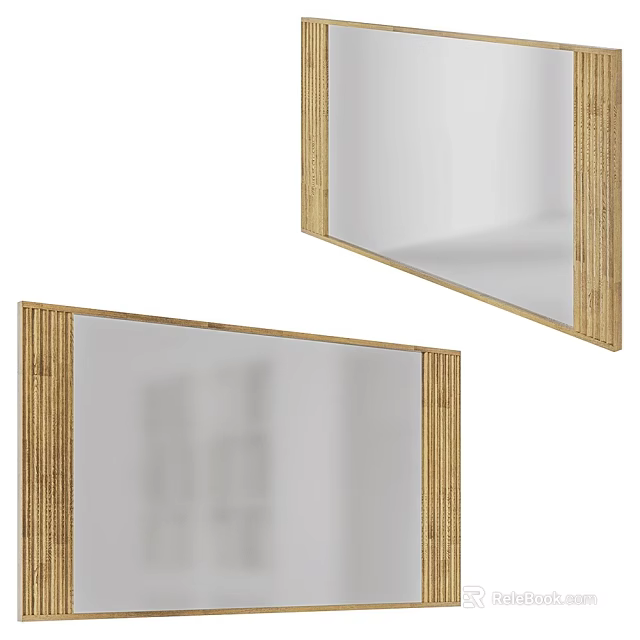 Modern Bathroom Mirrors With Wooden Frames For Stylish Interior Design 3d model