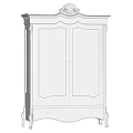 White French Style Decorative Cabinet With Carved Details Double Doors Bottom Drawer And Elegant Legs