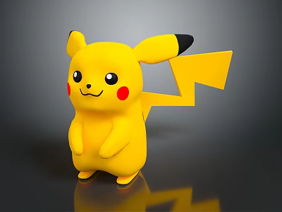 Yellow Pikachu Cartoon Character With Black Tipped Ears Red Cheeks And Lightning Bolt Tail 3d model